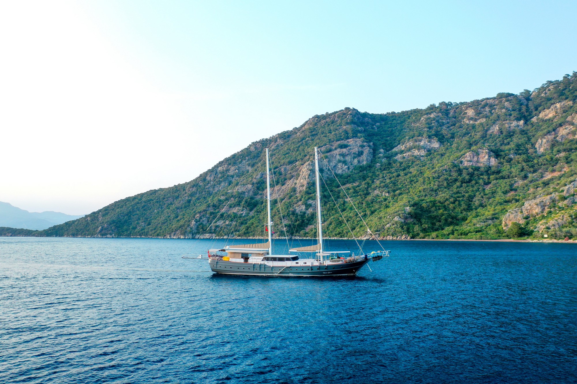 Nevra Queen gulet aerial drone view